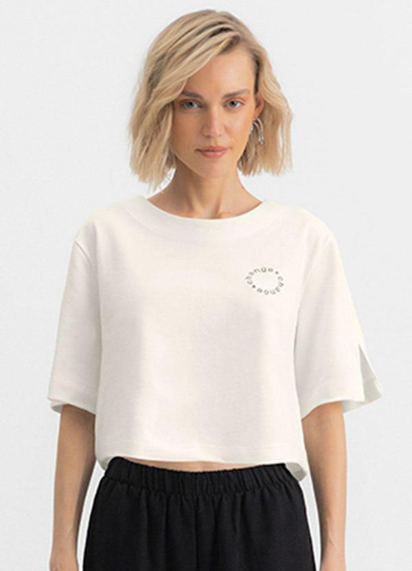 Blusa Cropped Feminina Bordada Natural