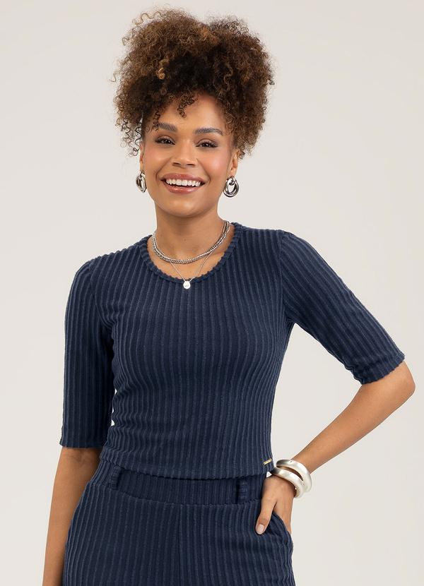Blusa em Canelado Azul Escuro