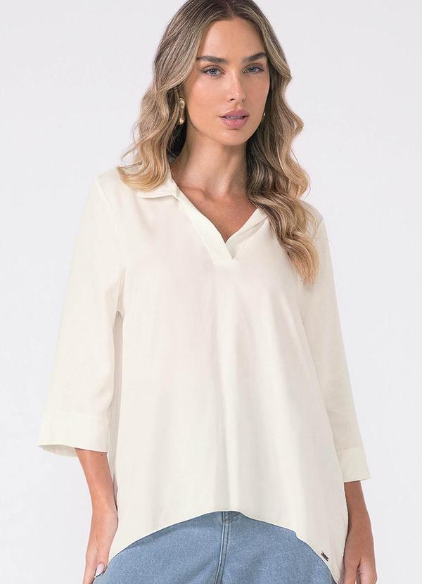 Blusa Feminina Alongada Fluída Bege