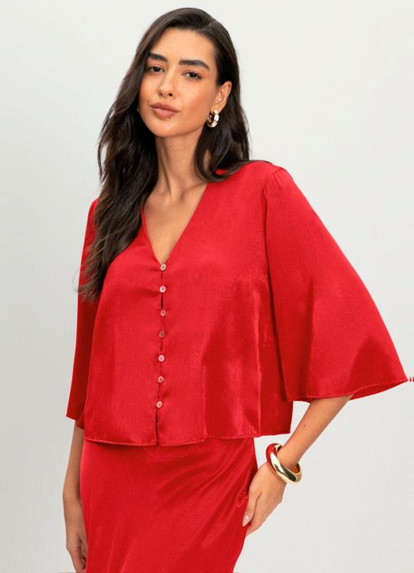 Blusa Feminina de Cetim Vermelho