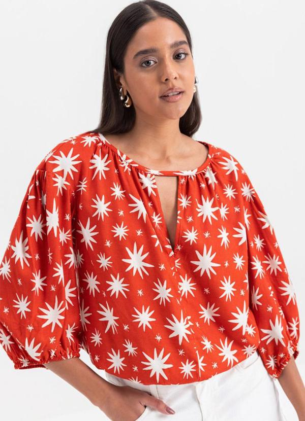 Vista 2 Blusa Feminina em Viscose Vermelho Essendi Essendi
