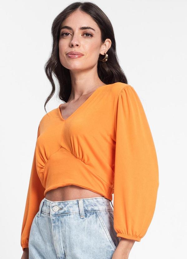 Blusa Feminina Manga 3/4 Laranja