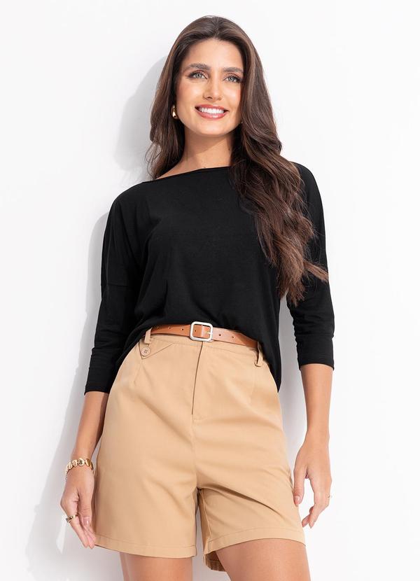 Blusa Preta com Mangas 3/4