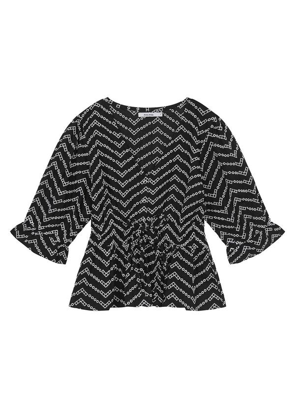 Blusa Preto Cropped Chevron com Amarração