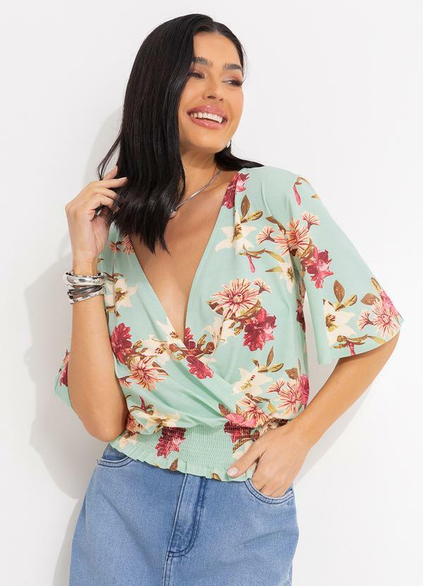 Blusa Soltinha Folhas Bordô Transpassada