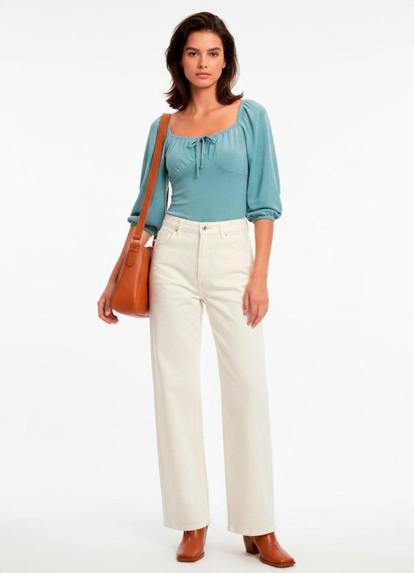 Blusa Verde Claro em Malha Texturizada