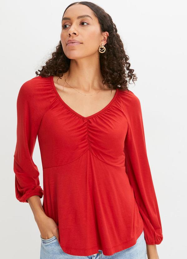 Vista 2 Blusa Vermelha em Malha de Viscose bonprix bonprix