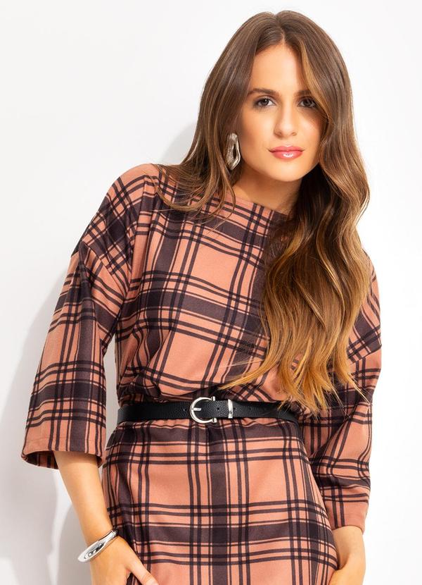 Blusa Xadrez Marrom em Malha