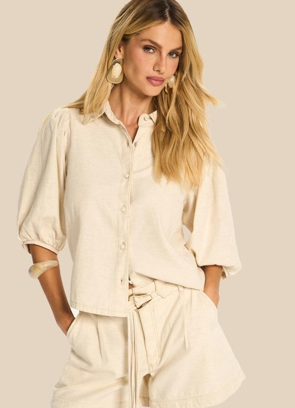 Camisa Feminina Manga 3/4 Bufante Miragem Branco