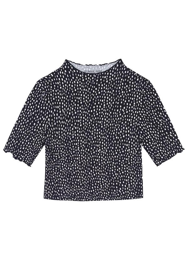 Vista 2 Blusa Abstrata em Viscose Feminina Preto Malwee Malwee