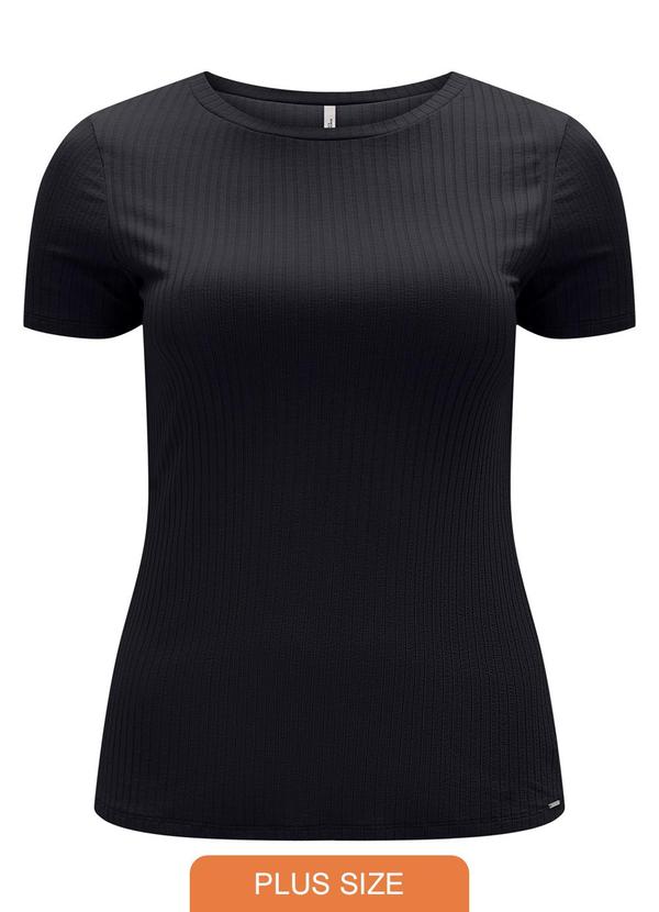 Blusa Alongada Canelada Plus Size Preto
