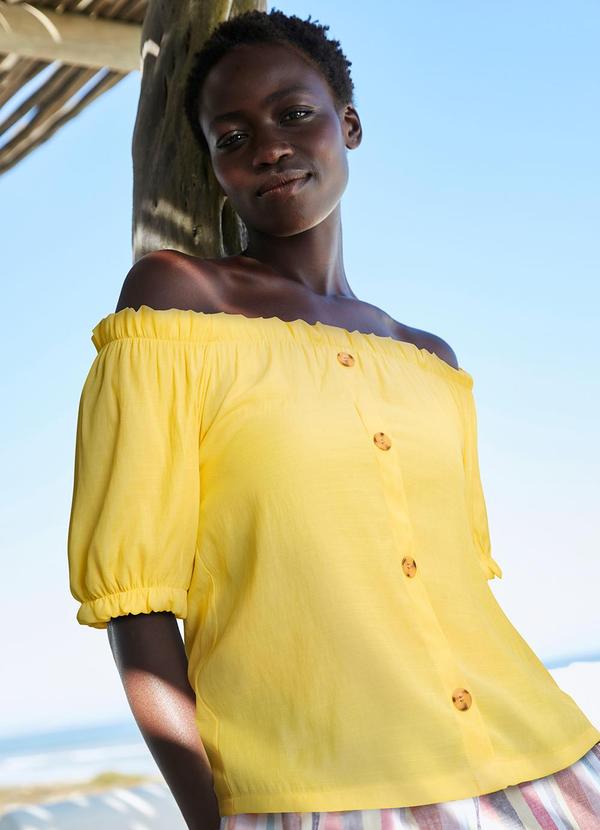 Vista 2 Blusa Amarela em Tecido Plano bonprix bonprix