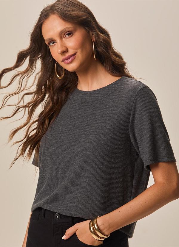 Blusa Ampla Canelada Preto
