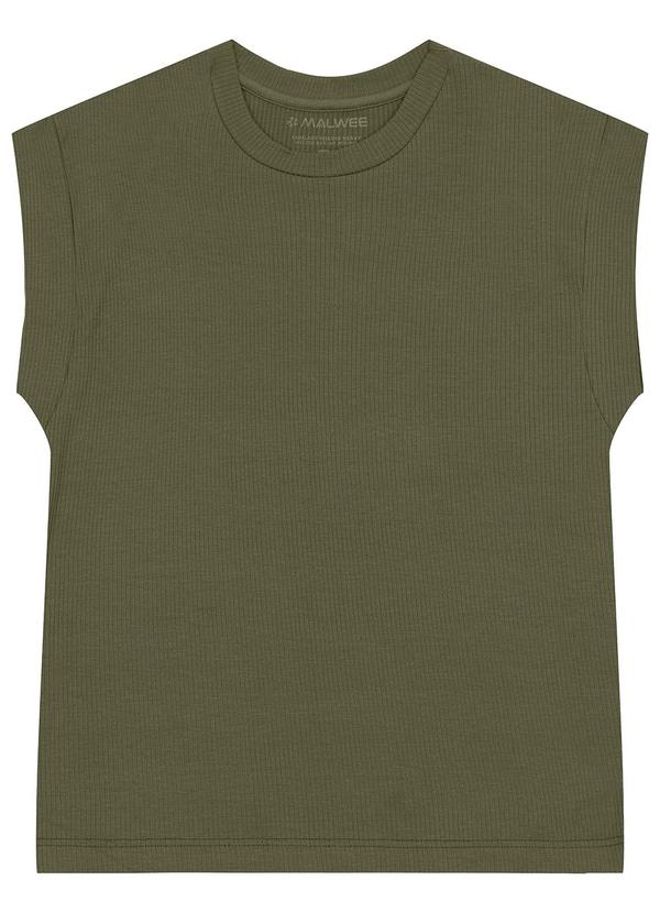Vista 2 Blusa Ampla Canelada Verde Militar Malwee Malwee