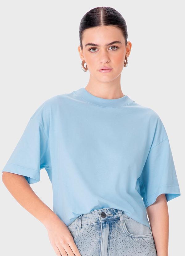 Vista 2 Blusa Ampla em Malha Azul Pastel Enfim Enfim