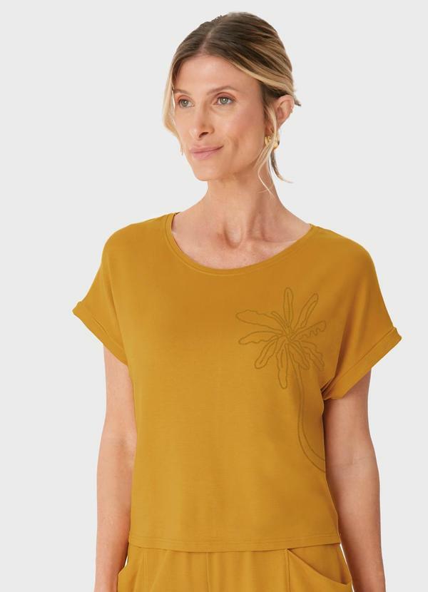 Blusa Ampla Palmeira em Moletinho Amarelo