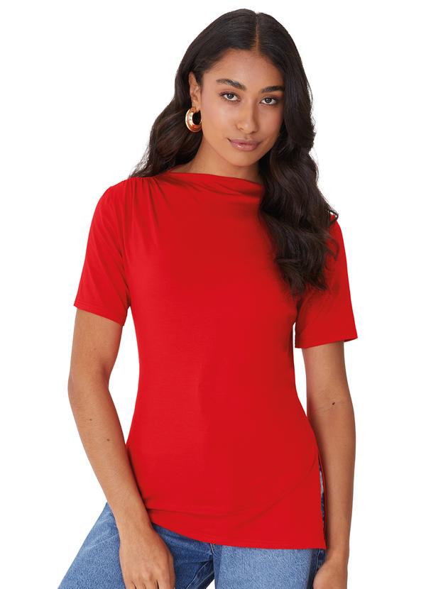 Blusa Assimétrica com Torção Vermelho