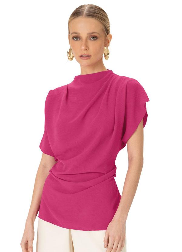Blusa Assimétrica Texturizada Rosa