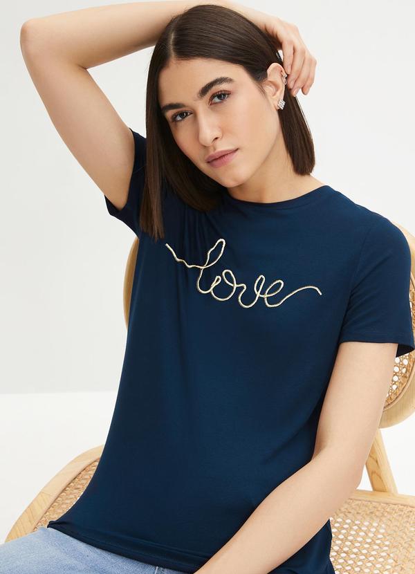 Blusa Azul Marinho em Malha de Viscose