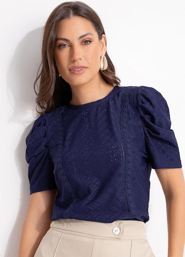 Blusa Azul Marinho em Malha Laise