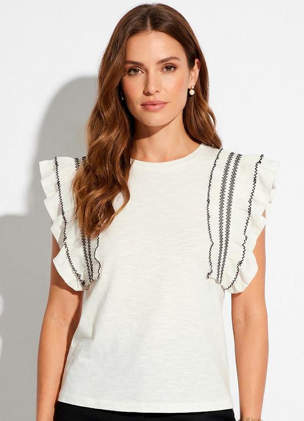 Blusa Babados com Fenda Off White