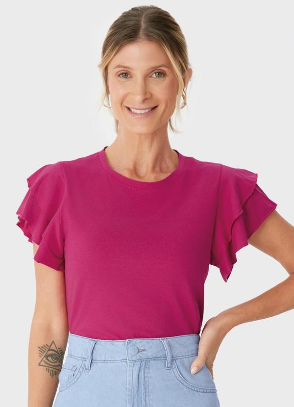 Blusa Babados Malha Linho Fúcsia