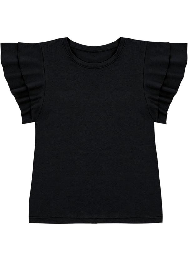 Blusa Babados Malha Linho Preto