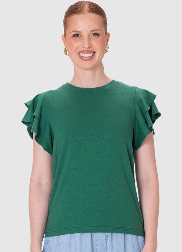 Blusa Babados Malha Linho Verde