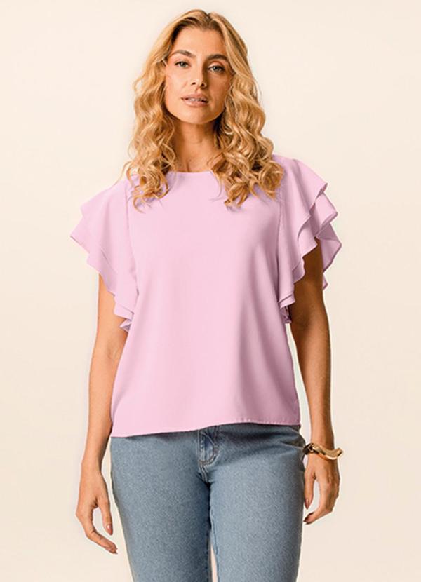 Blusa Babados Rosa Claro
