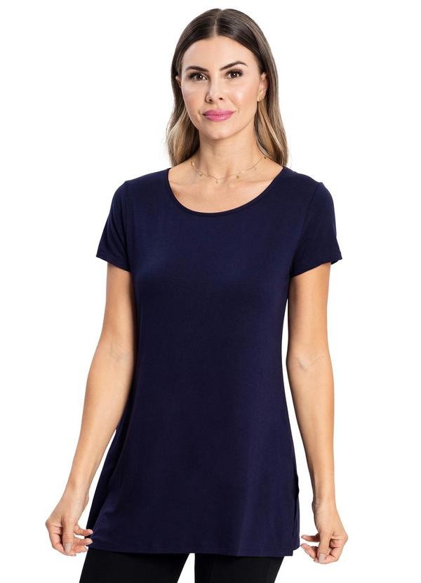 Blusa Básica Alongada Feminina Azul