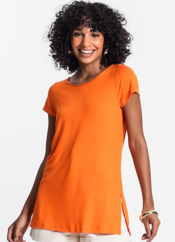 Blusa Básica Alongada Feminina Laranja