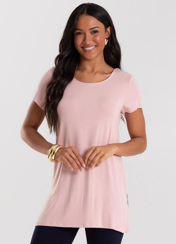 Blusa Básica Alongada Feminina Rosa