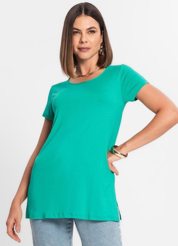 Blusa Básica Alongada Feminina Verde