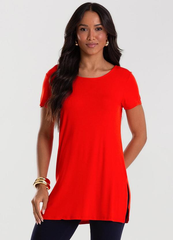Blusa Básica Alongada Feminina Vermelho