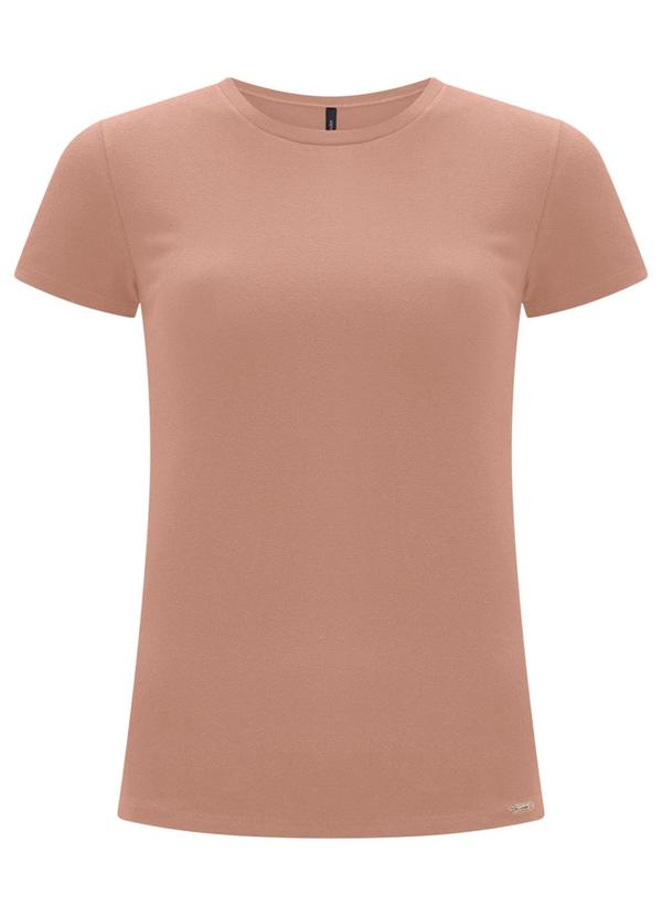 Blusa Básica de Mangas Curtas em Malha Bege