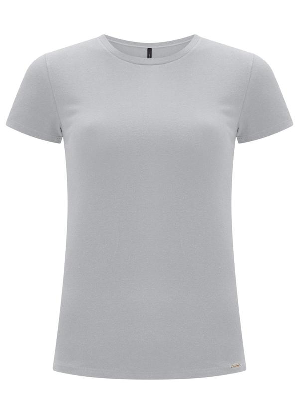 Blusa Básica de Mangas Curtas em Malha Cinza