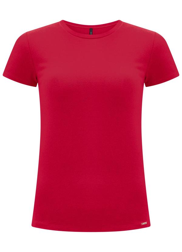 Blusa Básica de Mangas Curtas em Malha Vermelho