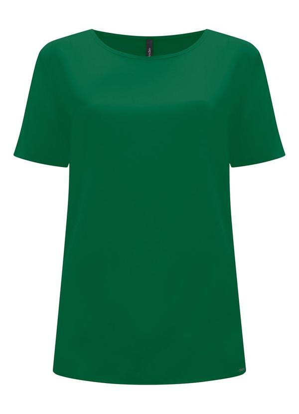Blusa Básica de Mangas Curtas em Viscose Verde