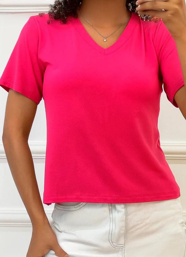 Blusa Básica Decote V Rosa