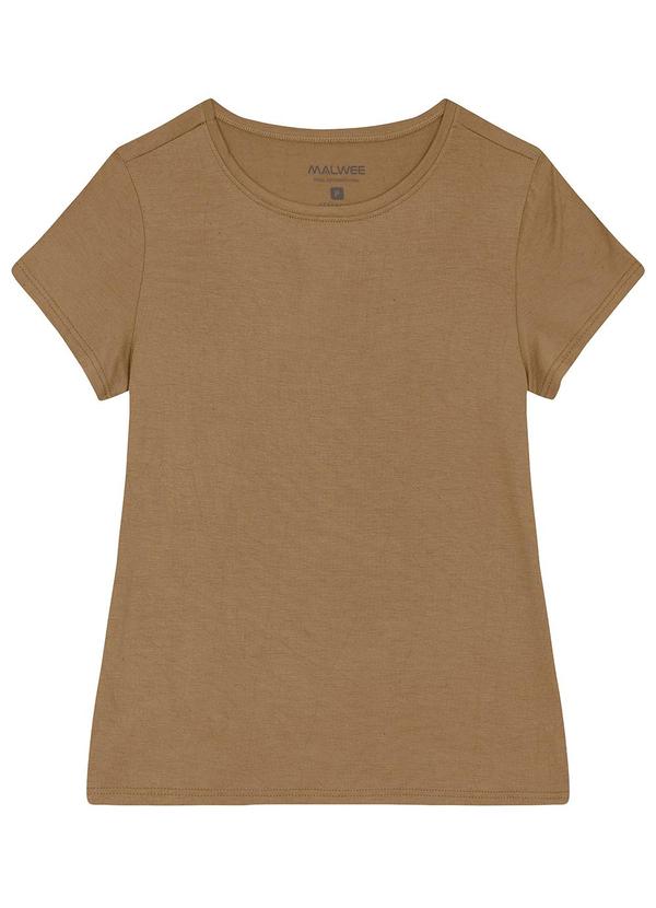 Vista 2 Blusa Básica em Viscolinho Bege Malwee Malwee