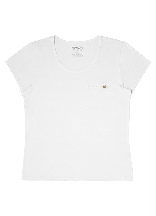 Vista 2 Blusa Básica Feminina Branco Rovitex Rovitex
