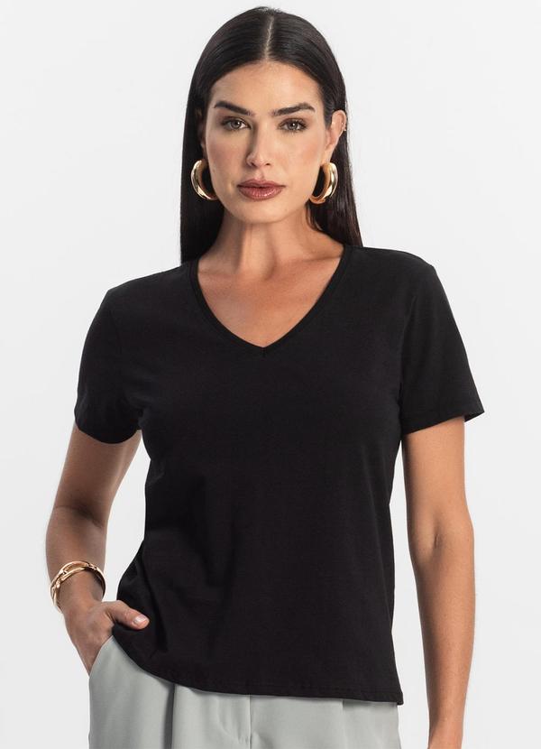 Vista 2 Blusa Básica Feminina Meia Malha Preto Rovitex Rovitex