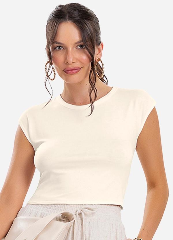 Blusa Básica Feminina Viscotorcion Bege