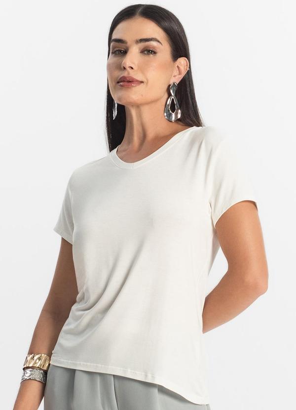 Blusa Básica Feminina Viscotorcion Bege