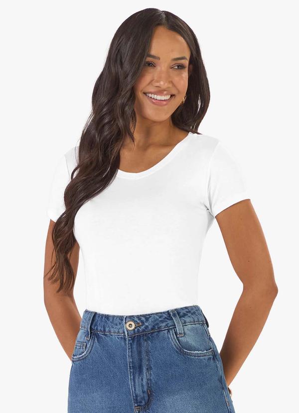 Blusa Básica Feminina Viscotorcion Branco