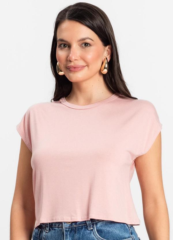 Vista 2 Blusa Básica Feminina Viscotorcion Rosa Rovitex Rovitex