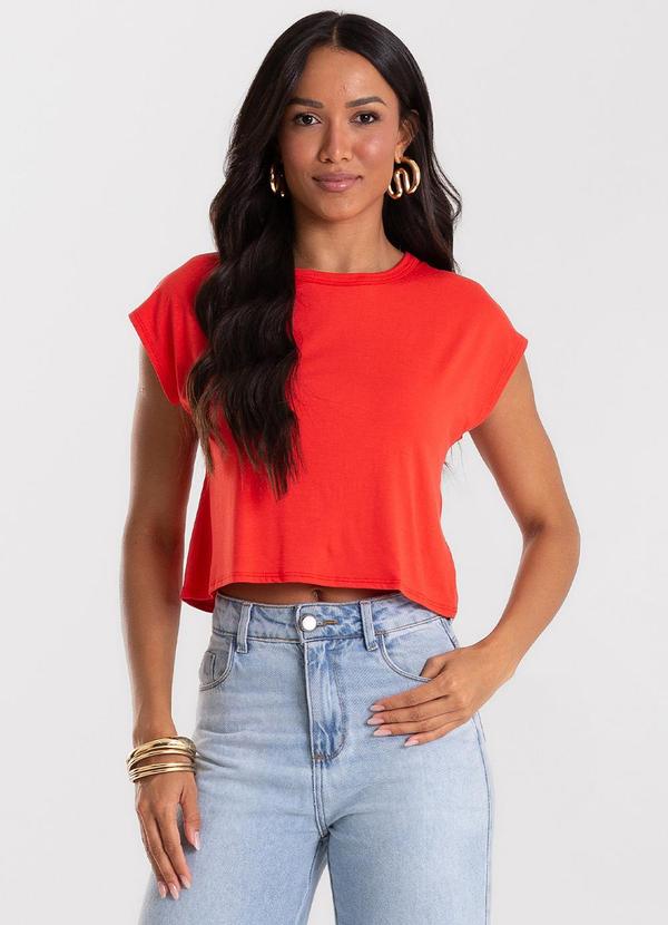 Blusa Básica Feminina Viscotorcion Vermelho