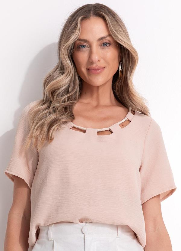 Blusa Bege Claro em Crepe Plano