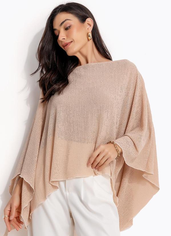 Blusa Bege em Malha Anarruga