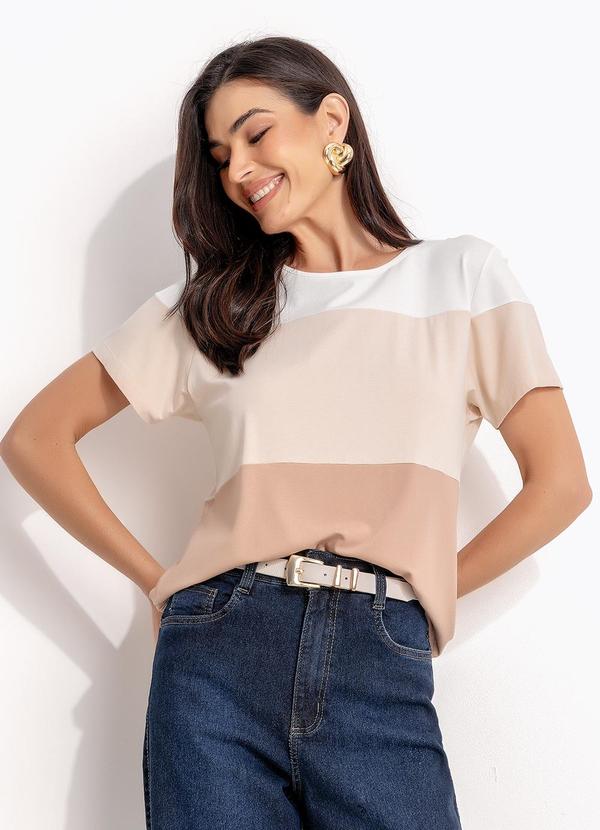 Blusa Bege em Malha de Viscose